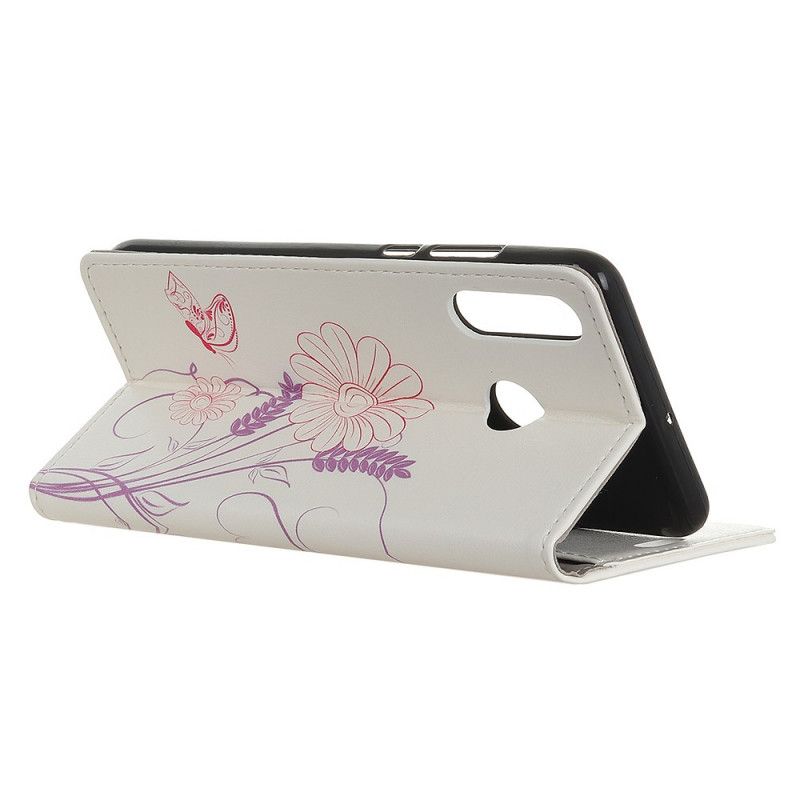 Etui Folio Huawei P40 Lite E / Y7p Rysowanie Motyli I Kwiatów Etui Ochronne