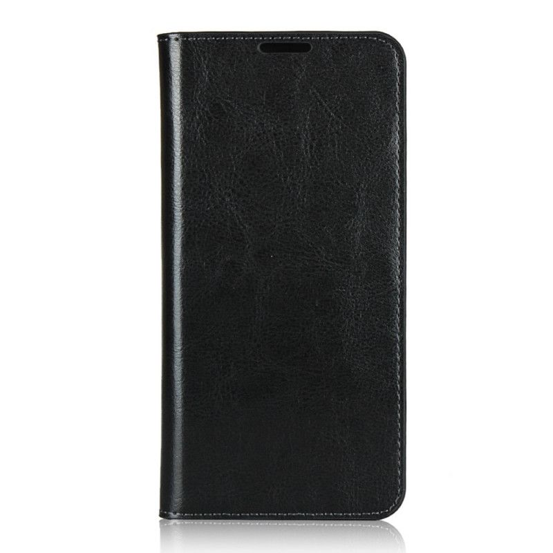 Flip Kotelot Huawei P40 Lite E / Y7p Czerwony Czarny Prawdziwa Skóra Etui Ochronne