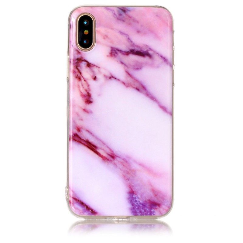 Etui iPhone X Biały Czarny Marmur