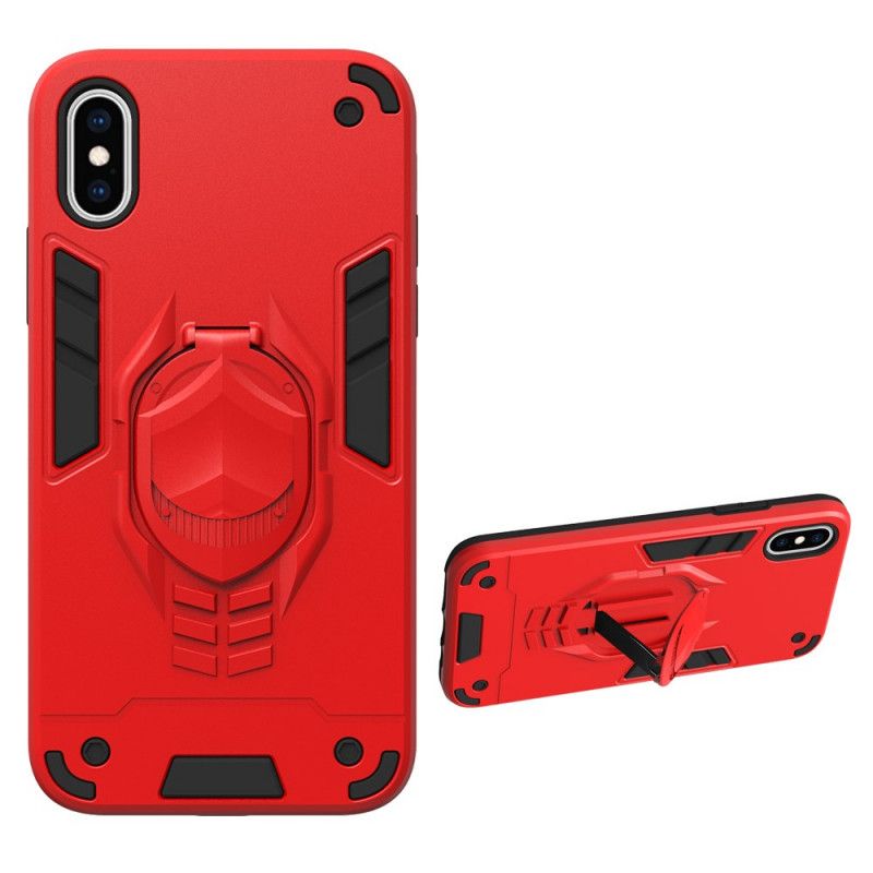 Etui iPhone X Czerwony Czarny Zdejmowana Zbroja Z Uchwytem Na Pierścień Etui Ochronne