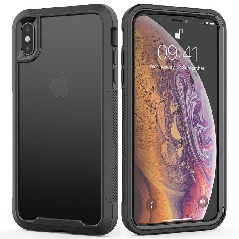 Etui iPhone X Jasnoniebieski Czarny Przezroczyste Hybrydowe Krawędzie Zderzaków