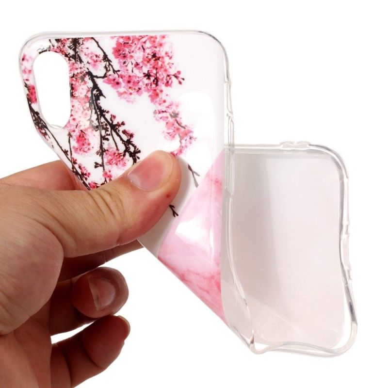 Etui iPhone X Marmurkowe Kwiaty Śliwki