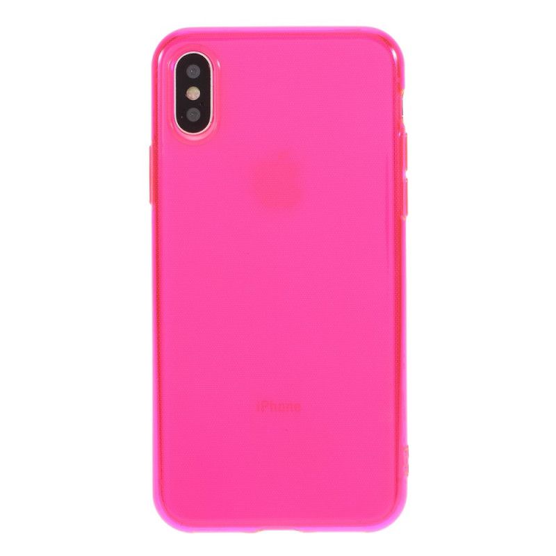 Etui iPhone X Żółty Magenta Kolorowy Przezroczysty Silikon Etui Ochronne