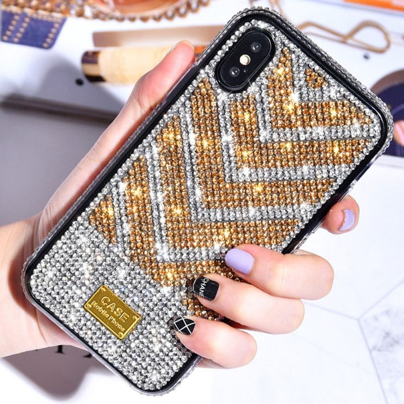 Futerały iPhone X Czerwony Czarny Diamenty