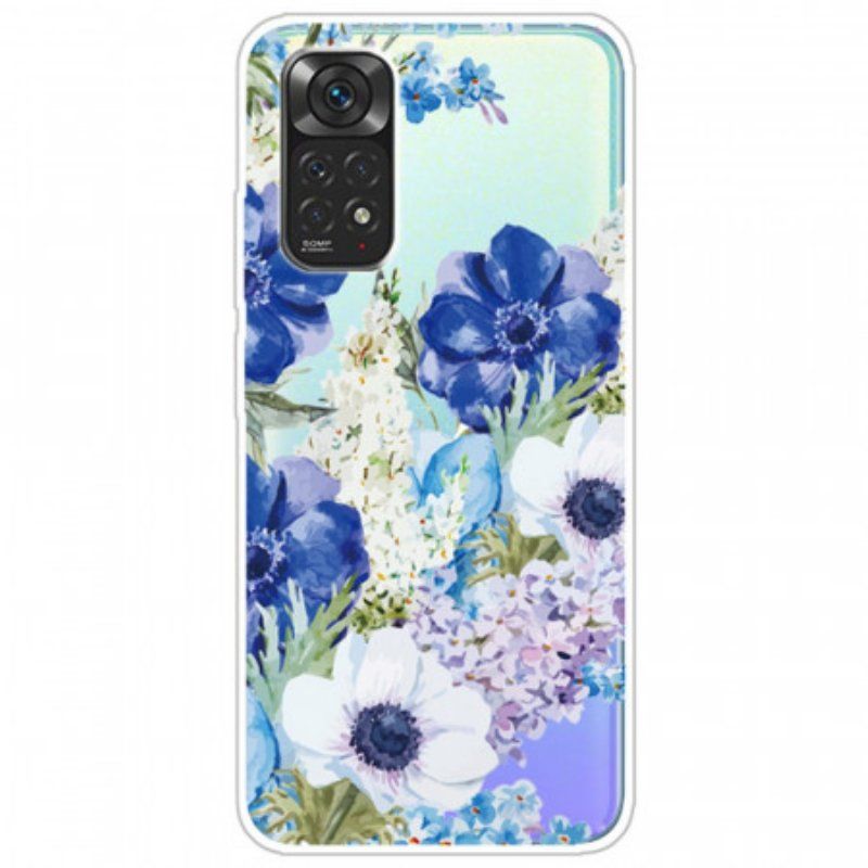 Etui do Xiaomi Redmi Note 11 / 11S Bezszwowe Akwarela Niebieskie Kwiaty
