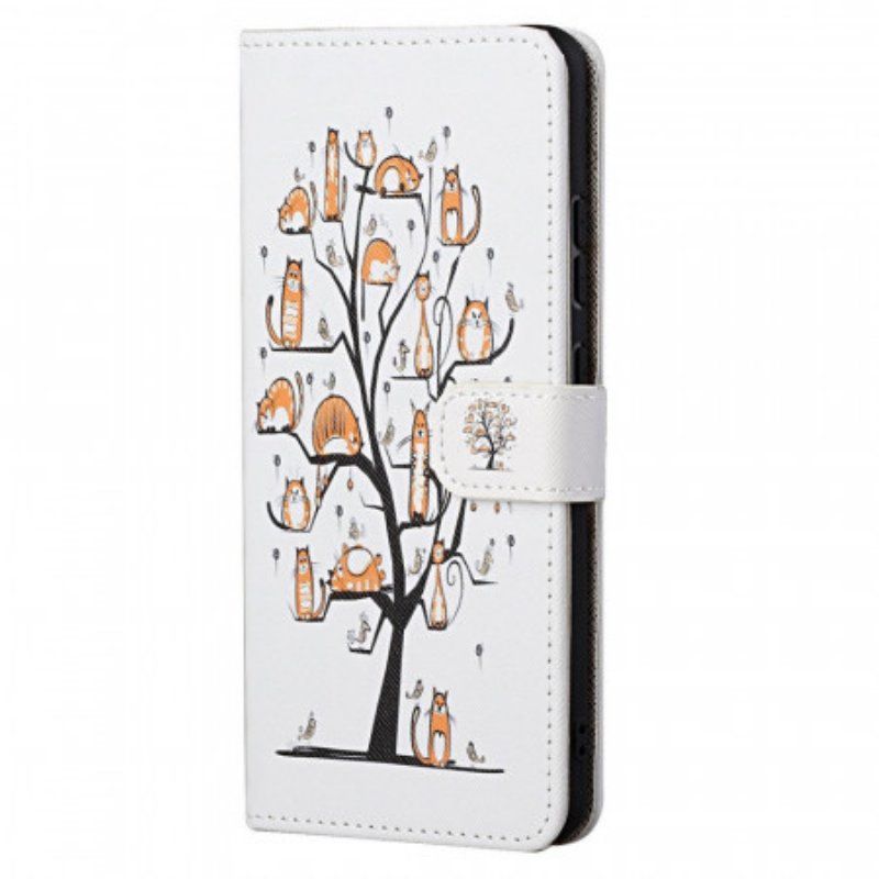 Etui Folio do Xiaomi Redmi Note 11 / 11S z Łańcuch Funky Koty Z Paskiem