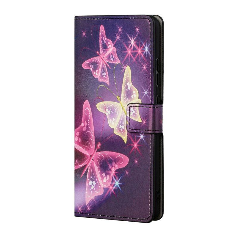 Etui Folio do Samsung Galaxy S22 Plus 5G Motyle I Kwiaty