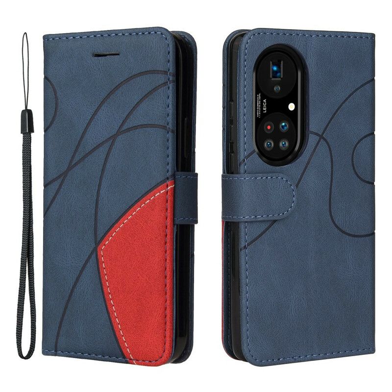 Etui Folio Huawei P50 Pro Sygnatura Dwukolorowa Sztuczna Skóra