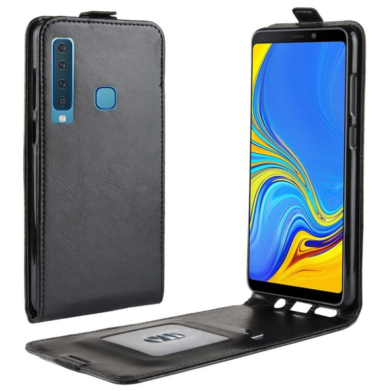 Etui Folio Samsung Galaxy A9 Czerwony Czarny Efekt Składanej Skóry