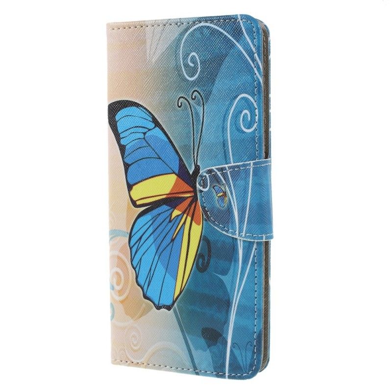 Etui Folio Samsung Galaxy A9 Fioletowy Jasnoniebieski Motyle I Kwiaty Etui Ochronne