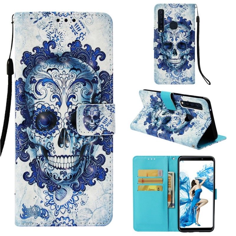 Etui Folio Samsung Galaxy A9 Niebieska Czaszka Etui Ochronne