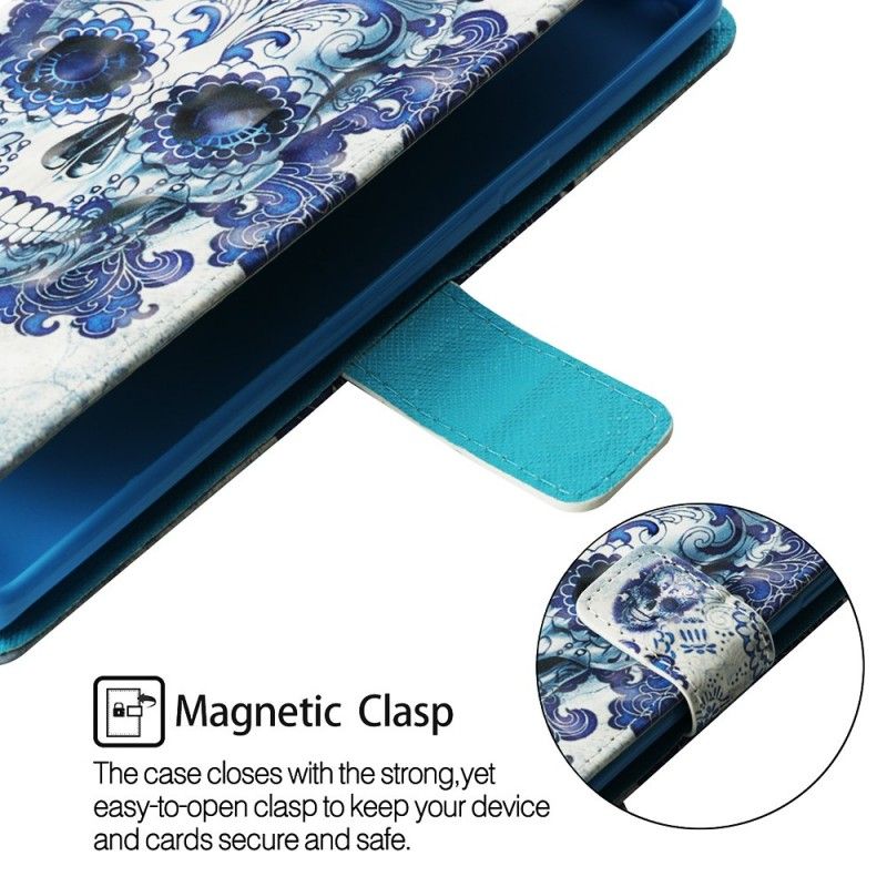 Etui Folio Samsung Galaxy A9 Niebieska Czaszka Etui Ochronne