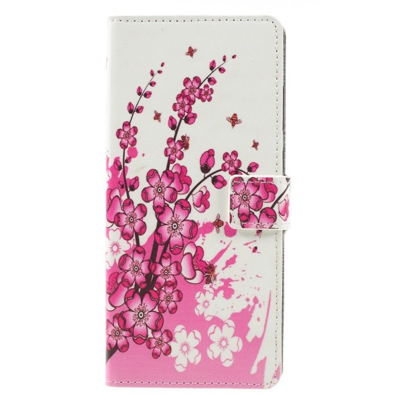 Etui Folio Samsung Galaxy A9 Różowy Tropikalne Kwiaty Etui Ochronne