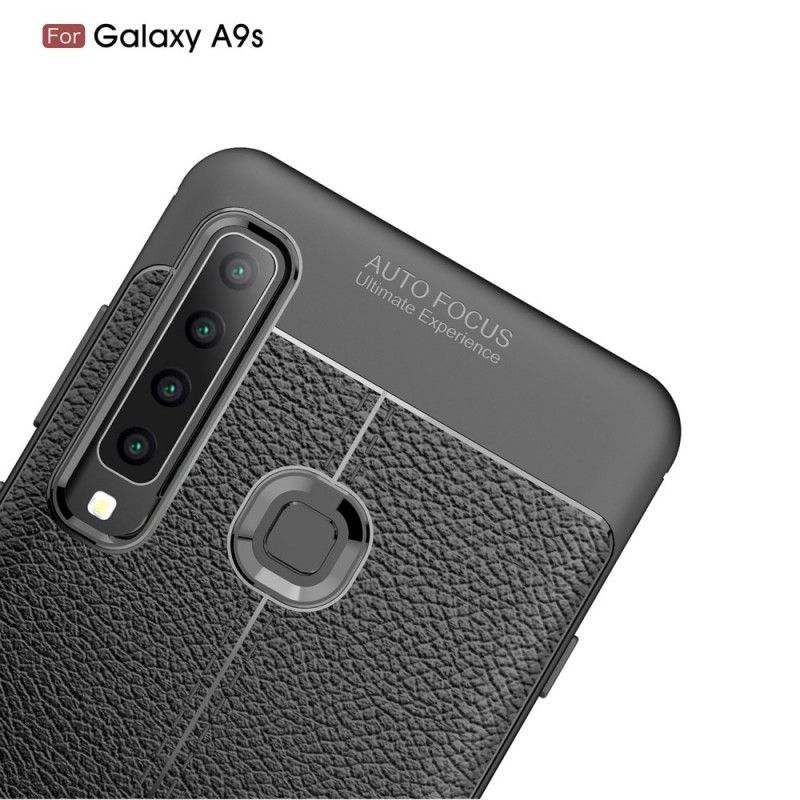 Etui Samsung Galaxy A9 Szary Czarny Efekt Skóry Z Podwójną Linią Liczi Etui Ochronne