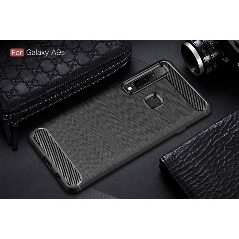 Etui Samsung Galaxy A9 Szary Czarny Szczotkowane Włókno Węglowe