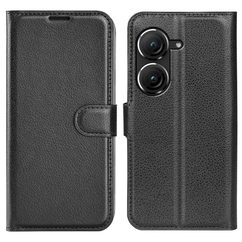 Etui Folio Asus Zenfone 10 Klasyczna Skóra Syntetyczna Lychee Etui Ochronne