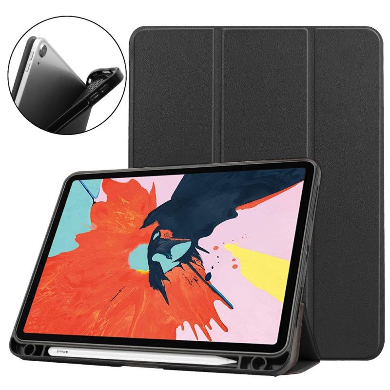 Etui Smart Case iPad Air 10.9" (2020) Szary Czarny Litchi Skórzany Uchwyt Na Rysik