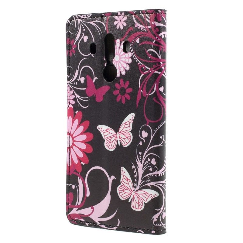 Pokrowce Huawei Mate 10 Pro Czarny Motyle I Kwiaty