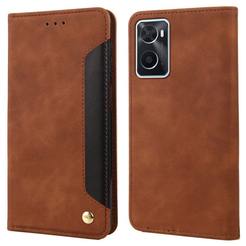Etui Na Telefon do Realme 9i Etui Folio Dwukolorowy Biznesowy Efekt Skóry