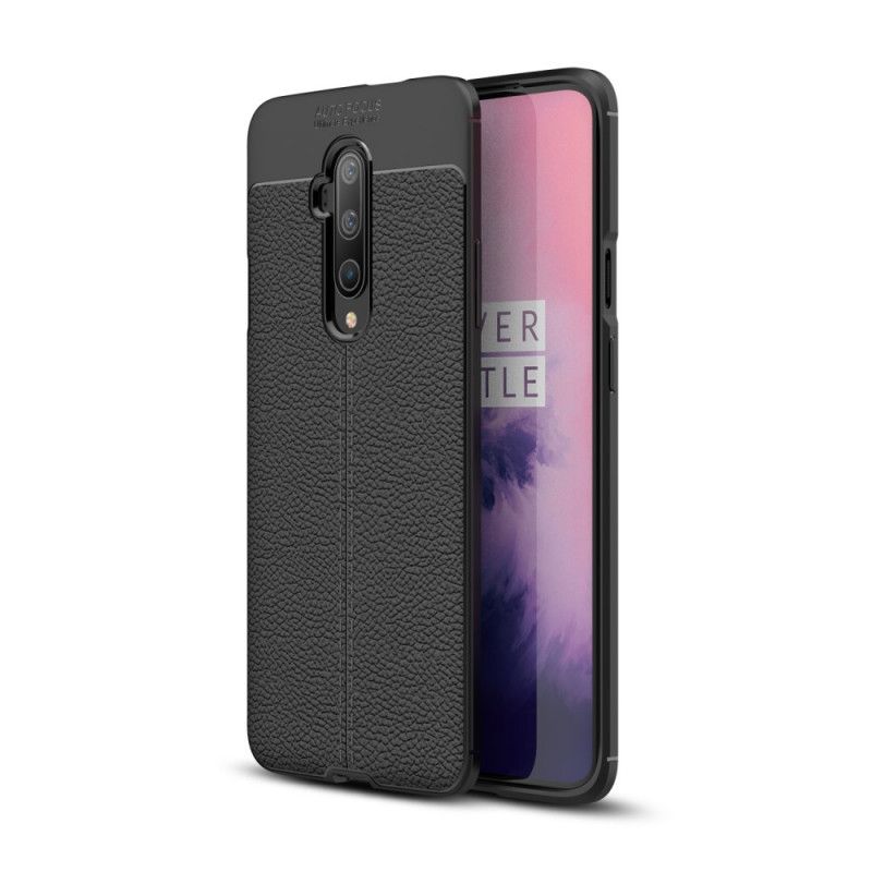 Etui OnePlus 7T Pro Czerwony Czarny Efekt Skóry Z Podwójną Linią Liczi Etui Ochronne