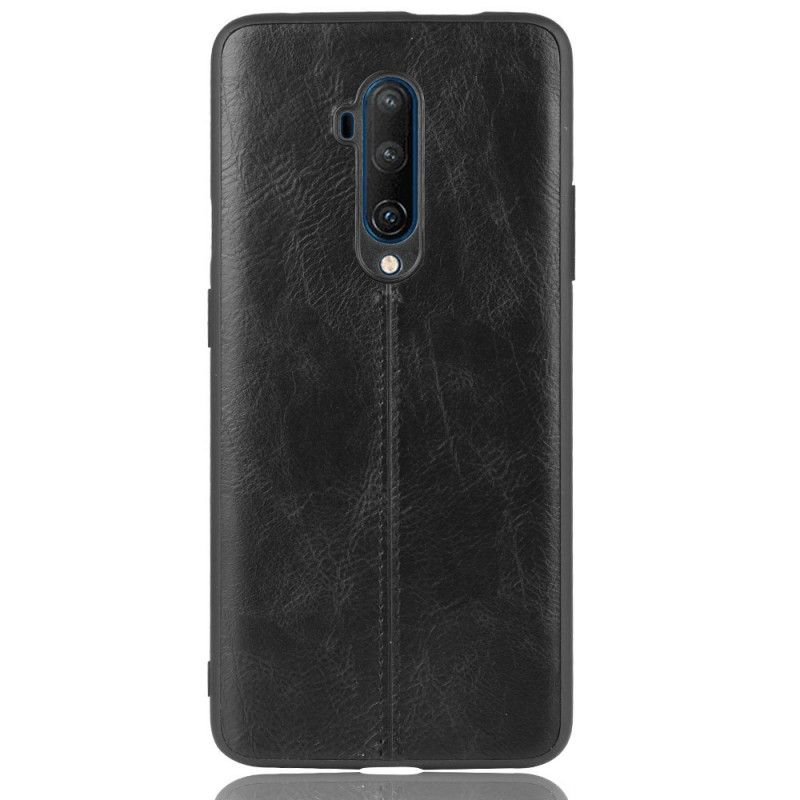 Etui OnePlus 7T Pro Czerwony Czarny Efekt Szytej Skóry