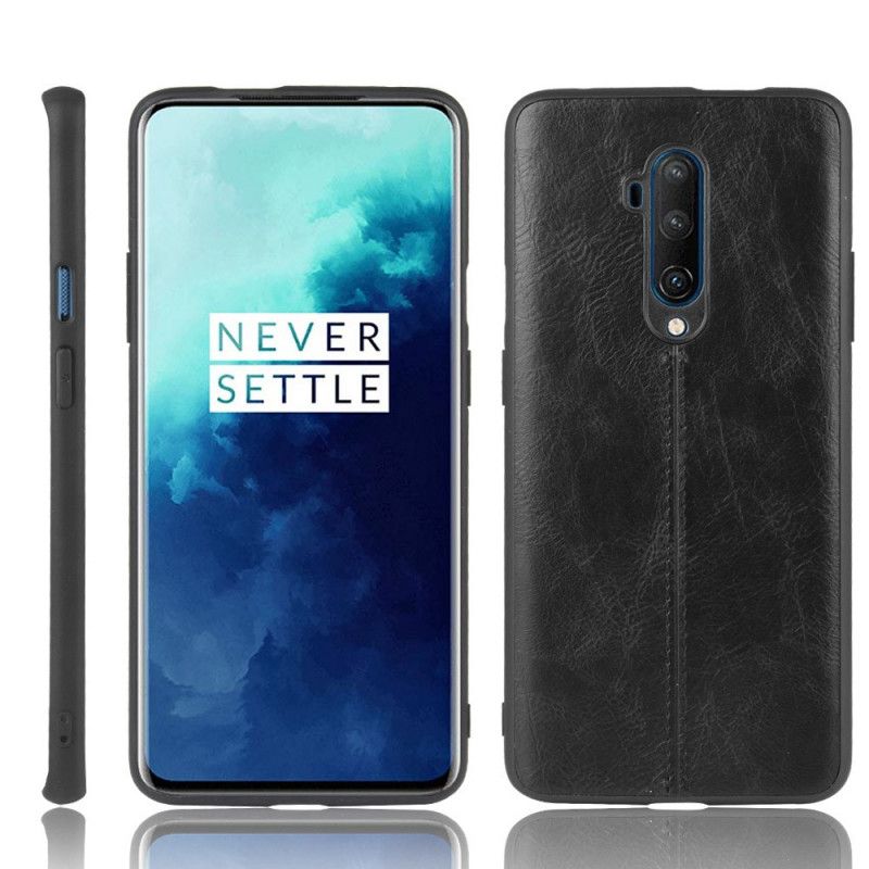 Etui OnePlus 7T Pro Czerwony Czarny Efekt Szytej Skóry