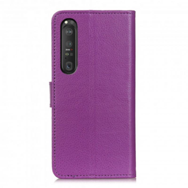 Etui Folio Sony Xperia 1 Iii Lychee Sztuczna Skóra Etui Ochronne