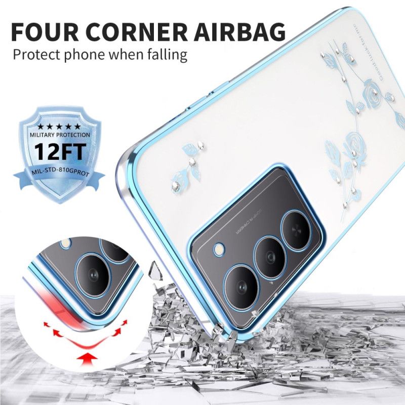 Etui Do Realme 14x 5g Dekoracja Kwiatowa I Kryształki Kadem