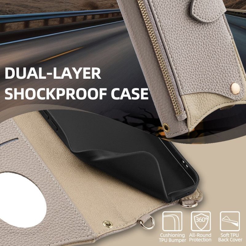 Etui Folio Realme 14x 5g Dwukolorowy Portfel Z Łańcuszkiem