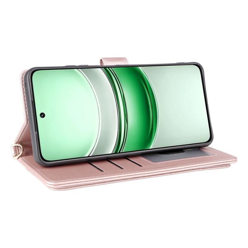 Etui Folio Realme 14x 5g Pikowane Z Paskiem I Paskiem Na Ramię