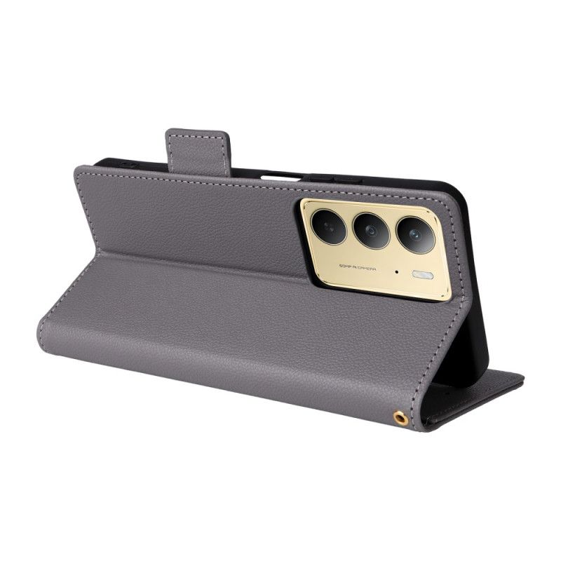 Etui Folio Realme 14x 5g Skóra Syntetyczna Liczi Z Paskiem Etui Ochronne