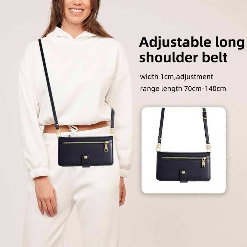 Skórzany Futerał Realme 14x 5g Etui Na Telefon Portfel Zapinany Na Suwak Z Dwoma Paskami