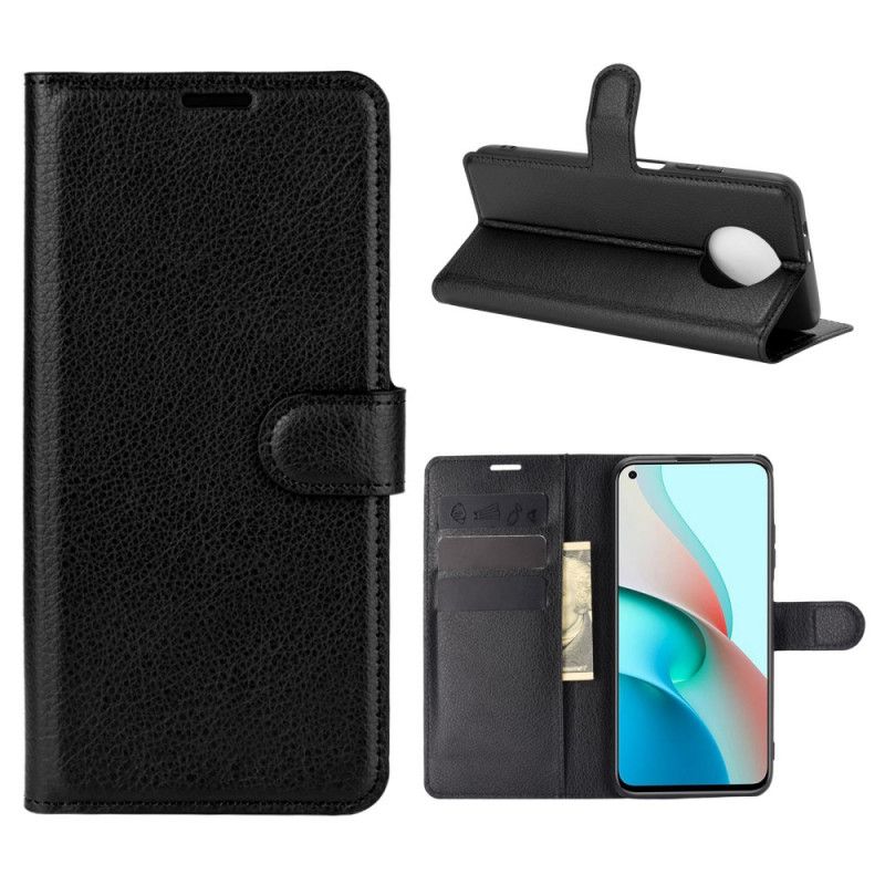 Etui Folio Xiaomi Redmi Note 9 5G / Note 9T 5G Biały Czarny Klasyczna Sztuczna Skóra Etui Ochronne