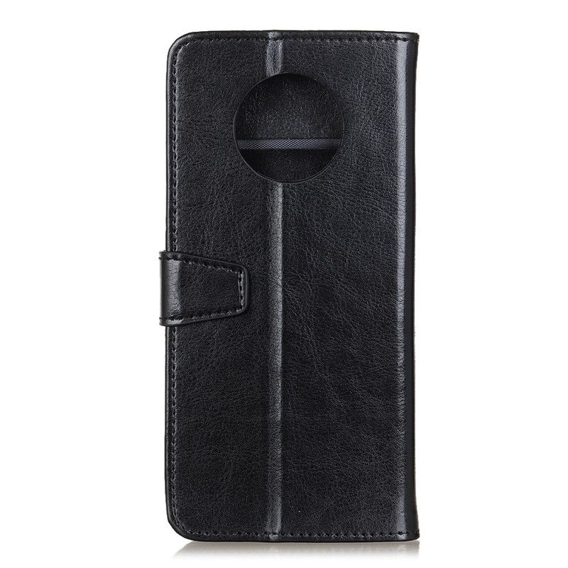 Etui Folio Xiaomi Redmi Note 9 5G / Note 9T 5G Biały Czarny Prosty Efekt Błyszczącej Skóry Etui Ochronne