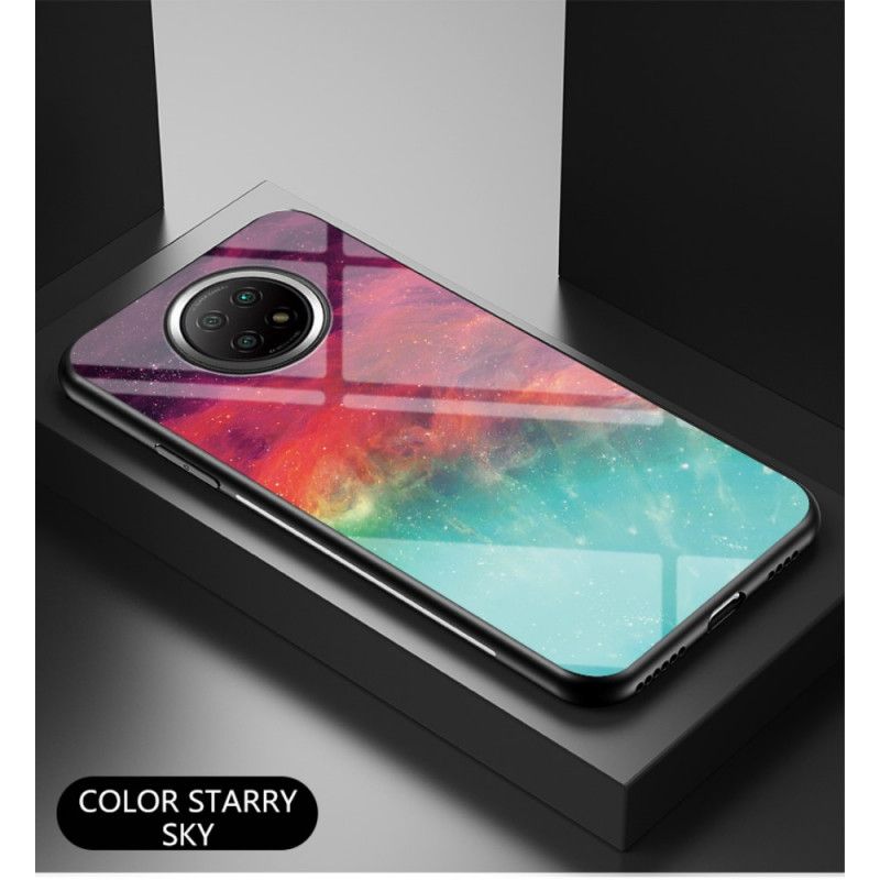 Etui Xiaomi Redmi Note 9 5G / Note 9T 5G Szary Czarny Hartowane Szkło Gwiaździste Niebo Etui Ochronne