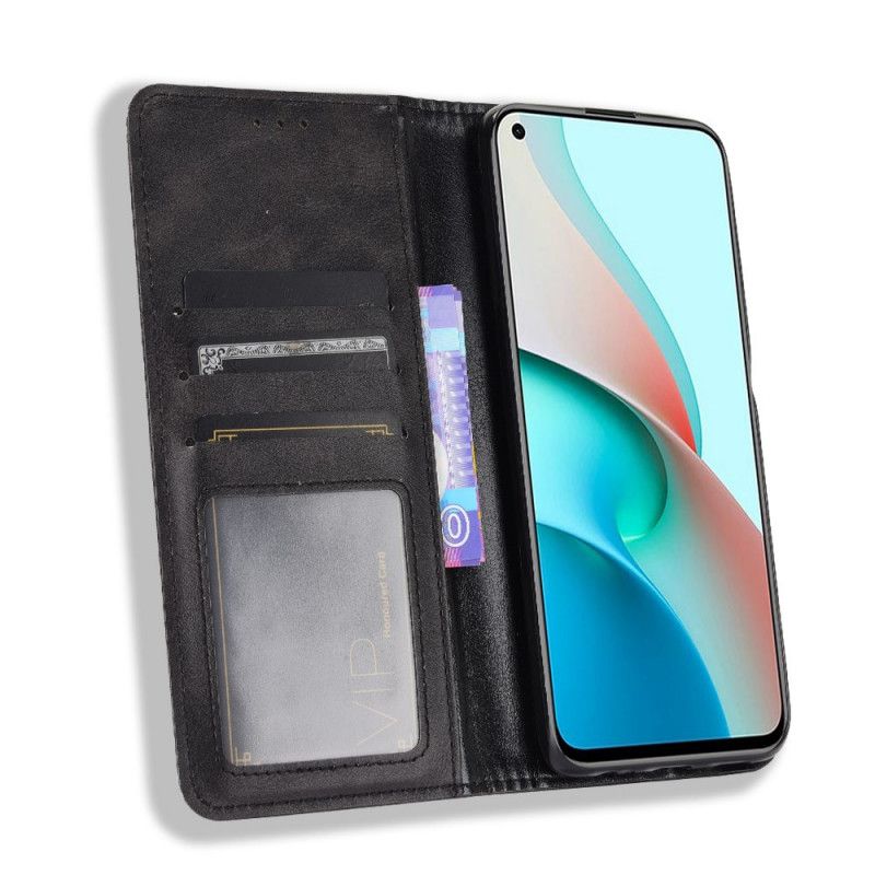 Flip Kotelot Xiaomi Redmi Note 9 5G / Note 9T 5G Czerwony Czarny Etui na Telefon Stylizowany Efekt Skóry