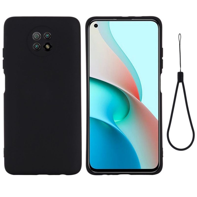 Futerały Xiaomi Redmi Note 9 5G / Note 9T 5G Czerwony Czarny Etui na Telefon Płynny Silikon I Pasek