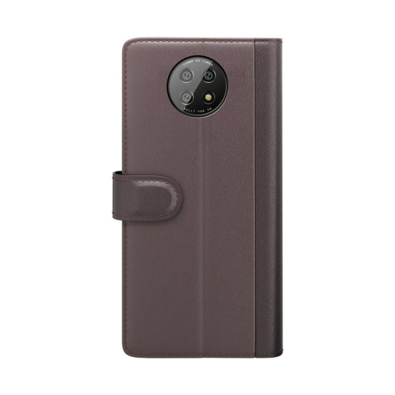 Obudowa Xiaomi Redmi Note 9 5G / Note 9T 5G Brązowy Czarny Prawdziwa Dwoina Skórzana