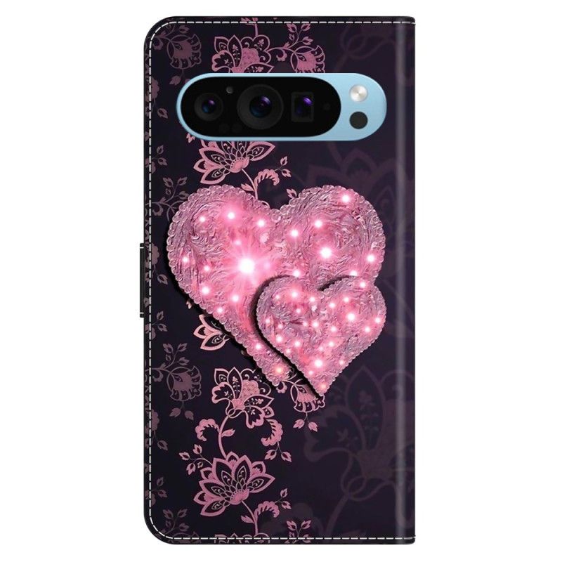 Skórzany Futerał Google Pixel 9 Etui Na Telefon Koronkowe Serca