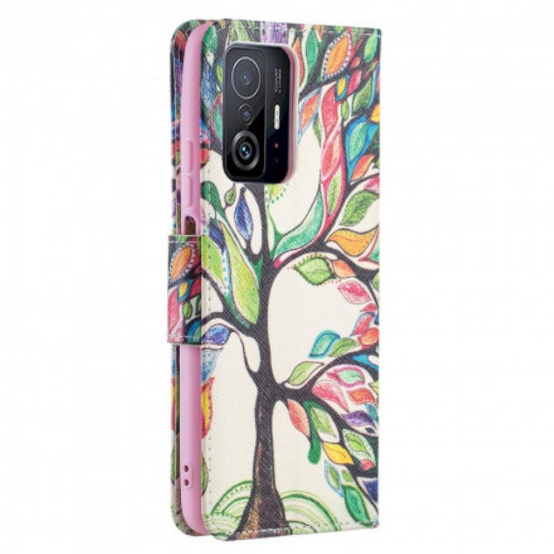 Etui Folio Xiaomi Mi 11t / 11t Pro Kolorowe Drzewo