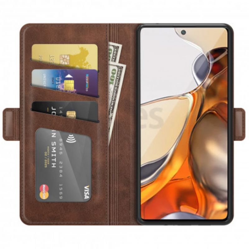 Skórzany Futerał Xiaomi Mi 11t / 11t Pro Etui Na Telefon Klasyczna Podwójna Klapa
