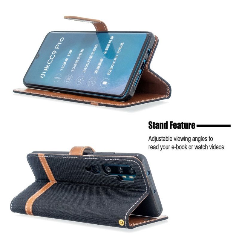 Etui Folio Xiaomi Mi Note 10 / 10 Pro Efekt Tkaniny I Skóry Ze Stringami