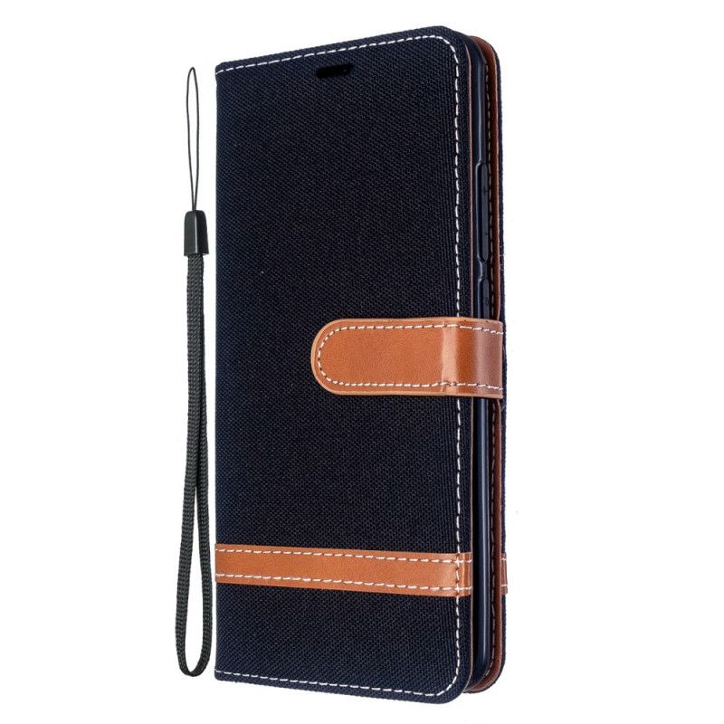 Etui Folio Xiaomi Mi Note 10 / 10 Pro Efekt Tkaniny I Skóry Ze Stringami