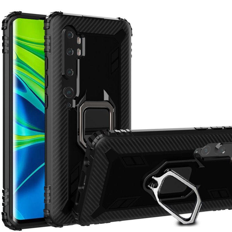 Etui Xiaomi Mi Note 10 / 10 Pro Czerwony Czarny Pierścień I Włókno Węglowe