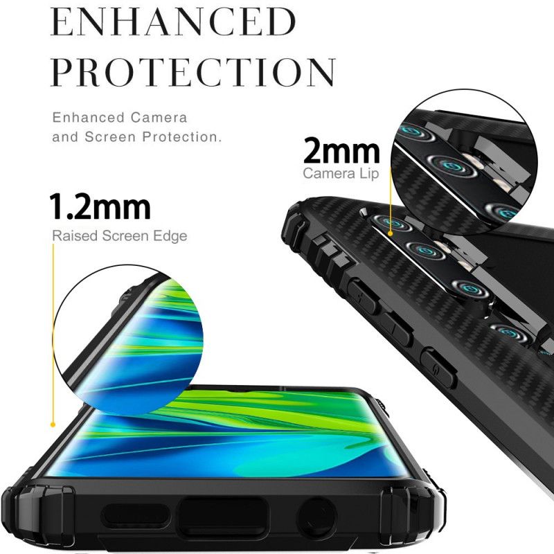 Etui Xiaomi Mi Note 10 / 10 Pro Czerwony Czarny Pierścień I Włókno Węglowe