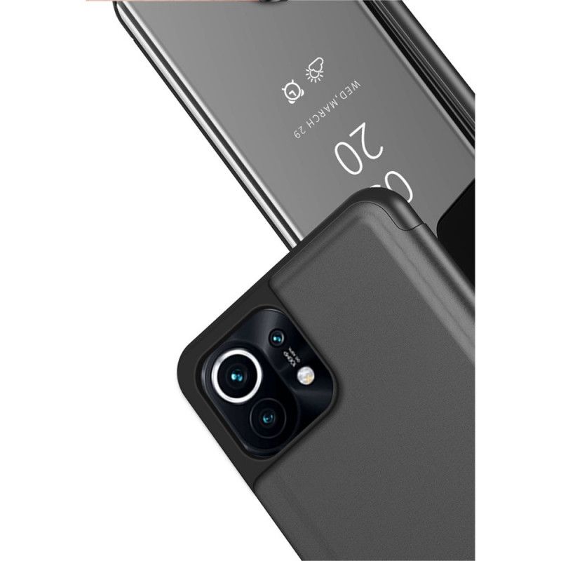 Widok Osłony Lusterka Xiaomi Mi 11 Granatowy Czarny I Imitacji Skóry