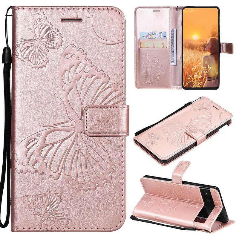 Etui Folio Google Pixel 6 Olbrzymie Stringi Motyle