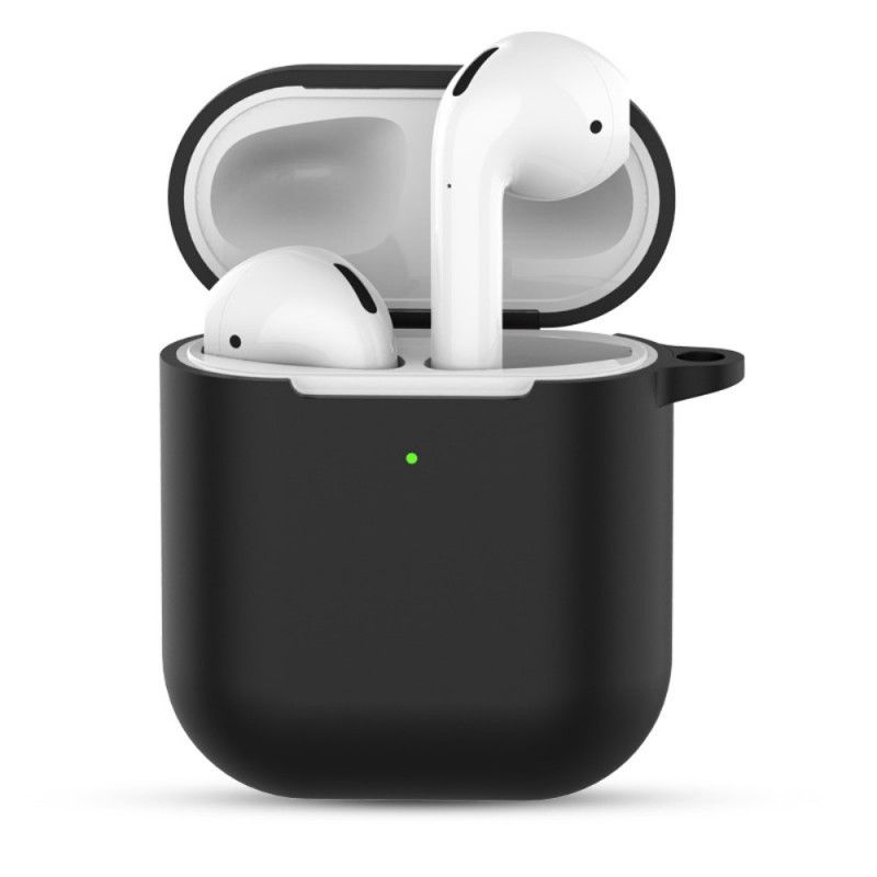 Etui AirPods Biały Czarny Silikon Z Kółkiem Na Klucze