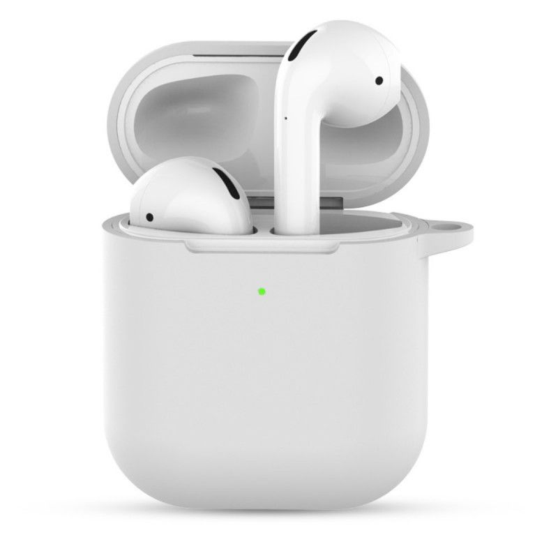 Etui AirPods Biały Czarny Silikon Z Kółkiem Na Klucze