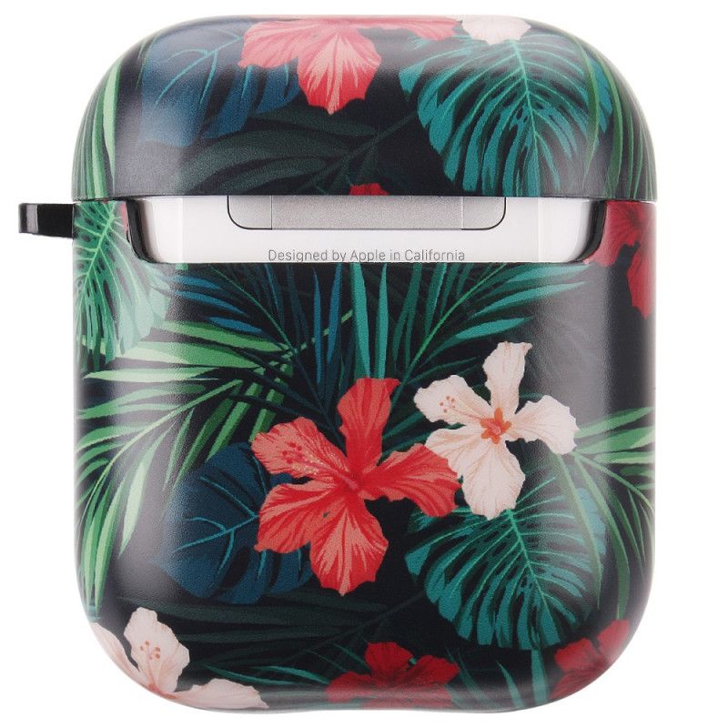 Etui AirPods Czerwony Sztywny Kwiatowy Etui Ochronne
